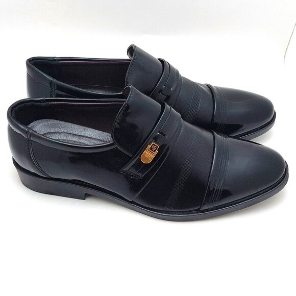 MEN'S  LEATHER SEMI FORMAL BLACK SHOE - Picture 2 of 9